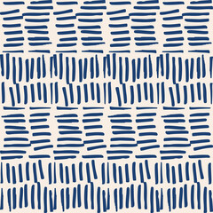 Indigo tie dye shibori vector seamless pattern. Minimalist geometric oriental  tile repeat in navy blue and off white. Organic texture. Japanese traditional print.