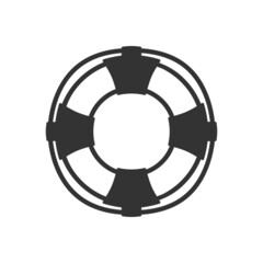 Lifebuoy silhouette in simple style isolated on white background. Vector illustration