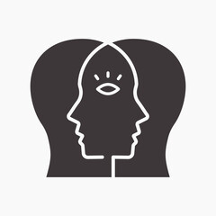 Empathy icon with two profiles. Vector illustration.