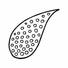 Paisley single doodle element, simple hand drawing, black and white vector image