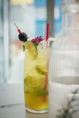 mojito cocktail with lime and mint