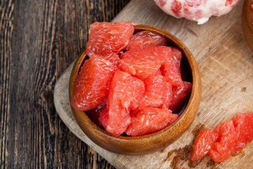 sour ripe grapefruit peeled and divided