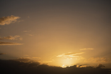 Simple sunset sky. Nature background. Copy space.