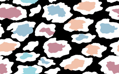 Abstract modern leopard seamless pattern. Animals trendy background. Rainbow and black decorative vector stock illustration for print, card, postcard, fabric, textile. Modern ornament of stylized skin