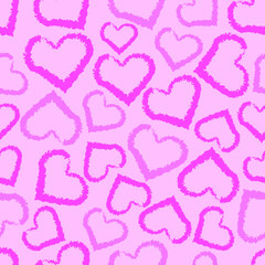 seamless pattern of pink hearts of different sizes. gentle and airy