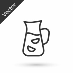 Grey line Sangria icon isolated on white background. Traditional spanish drink. Vector