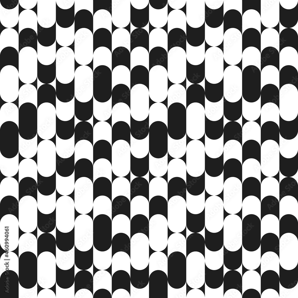 Poster Rounded shapes checker ornament or pattern. Vertical shapes in one. Seamless and vector shapes.