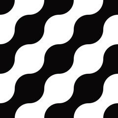 Diagonals pattern. Vector black and white shapes seamless pattern. Repeated in one diagonals wallpaper.