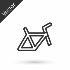 Grey line Bicycle frame icon isolated on white background. Vector