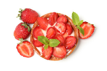 Delicious strawberry tart isolated on white background