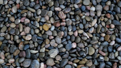 Pequeñas piedras de mar, grava. Fondo. Texturas