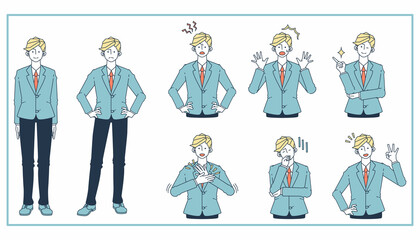 スーツを着た男性のリアクションセット