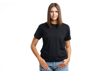 Young woman in black shirt isolated - Powered by Adobe