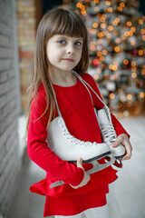 Child at Christmas. Little girl on a holiday. High quality photo