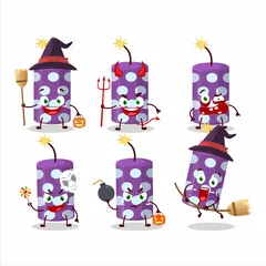 Fotobehang Halloween expression emoticons with cartoon character of purple firecracker © kongvector