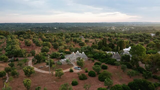 Aerial view of trullo, traditional house of south Italy