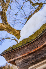 一乗谷朝倉氏遺跡唐門に積もった雪