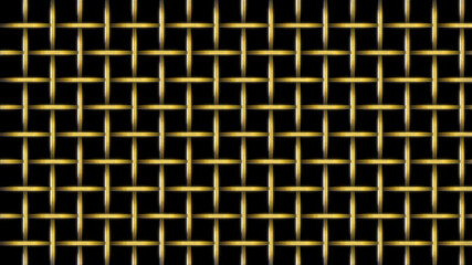 Intertwined golden grid pattern - 3d background illustration.