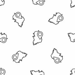 Grey line South Korea map icon isolated seamless pattern on white background. Vector