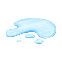 Frozen puddle, lake with ice in cartoon style isolated on white background. Cold water, seasonal clip art. Glossy and detailed. 