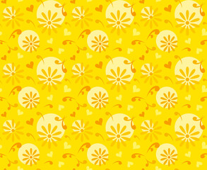 花模様　黄色　シームレスパターン