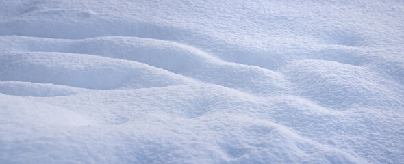 fresh white snow texture in winter, snow background banner, snowdrift