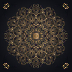 Abstract background with a luxury gold mandala design Premium Vector