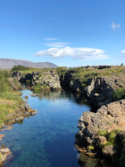 Fototapeta na wymiar Clear water at Thingvellir, Iceland, on a sunny day 