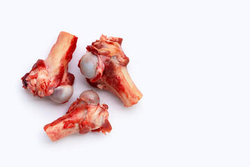 Raw pork bones in white background.