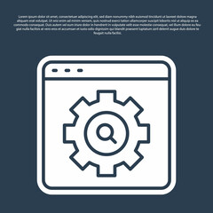 Blue line Browser setting icon isolated on blue background. Adjusting, service, maintenance, repair, fixing. Vector