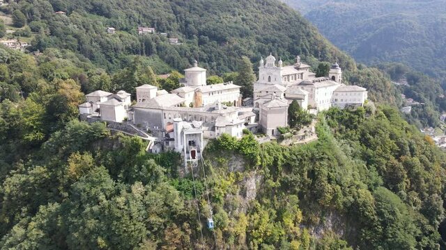 Drone view at the sacred mount of Varallo in Italy