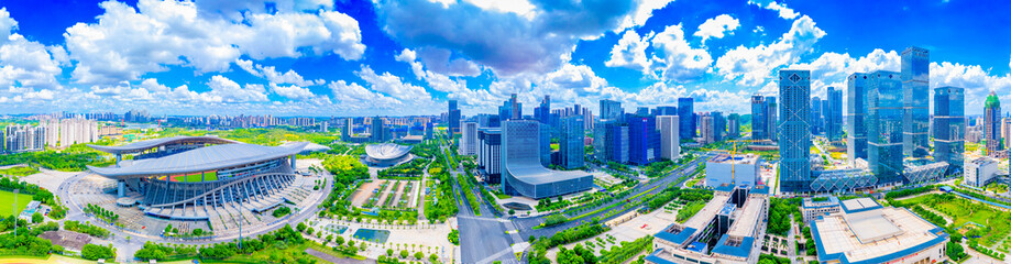 Fototapeta na wymiar Panoramic scenery of Guangxi Sports Center