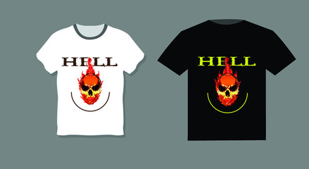 Vector illustration in the form of the message HELL. Grunge background. Typography, t-shirt graphics, print, poster, slogan, banner, flyer, postcard