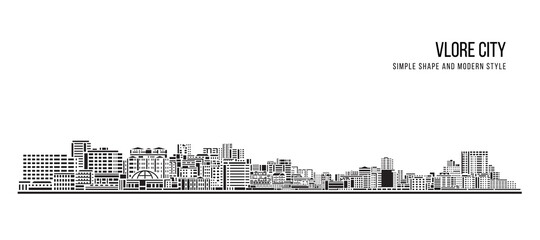 Cityscape Building Abstract Simple shape and modern style art Vector design -  Vlore city