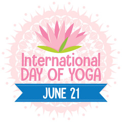 Obraz premium International Day of Yoga banner with pink lotus sign