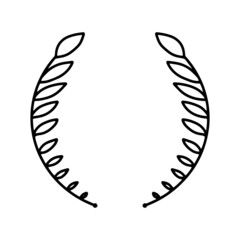 Laurel wreath. Vector hand drawn laurel wreath isolated on white background. Doodle style. Outline floral frame.