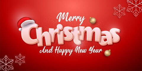 Merry christmas and happy new year greeting with Realistic element decoration