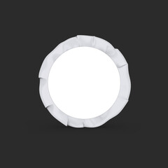 Round cheese packaging mockup template white paper. Isolated on black background