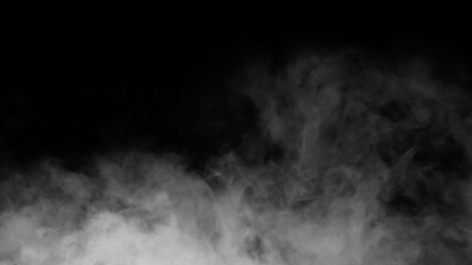 White smoke or fog isolated on black background.