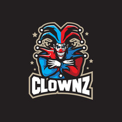 Clown mascot logo design vector with modern illustration concept style for badge, emblem and t shirt printing. Angry clown illustration for sport team.