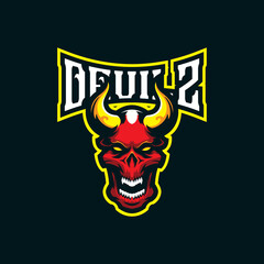 Devil mascot logo design vector with modern illustration concept style for badge, emblem and t shirt printing. Devil head illustration for sport team.