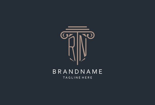 RN monogram logo with pillar shape icon, luxury and elegant design logo for law firm initial style logo