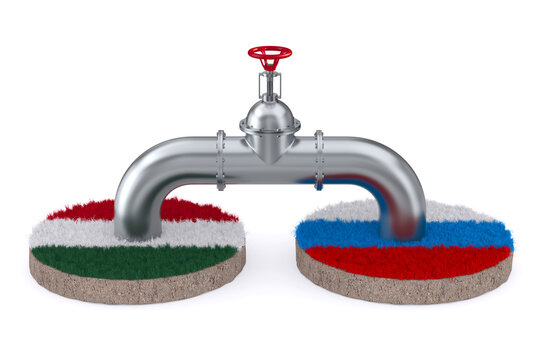 pipeline between Russia and Hungary on white background. Isolated 3D illustration