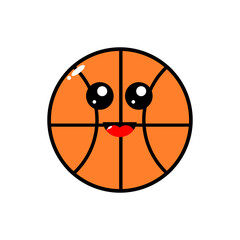 Basketball ball emoji. Cute and happy basketball mascot design.