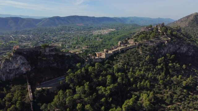 aerial view of the medieval castle of Jativa in Valencia Spain