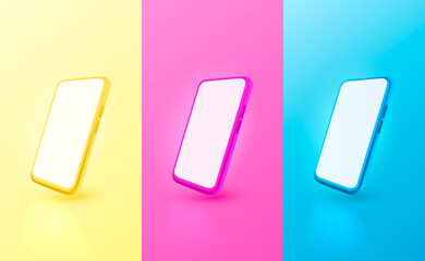 Smartphone color mobile screen, technology mobile display light. Vector