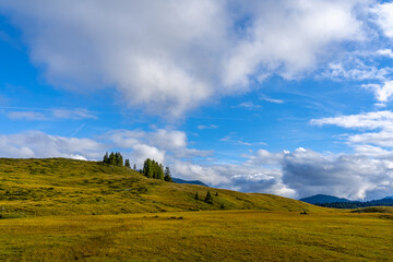 Postalm Berge Wiesen Dramatischer Himmel Wolken Gebirge Alpen Österreich Salzbuger Land Bäume 