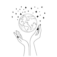 Hands. Planet. Mystic. Space. Planet Earth.