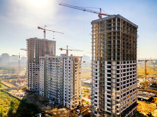 Aerial view of residential houses construction site