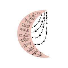 Moon Surface. Moon. Satellite Planet. Crescent Moon. Object Shape. Vector Graphics.